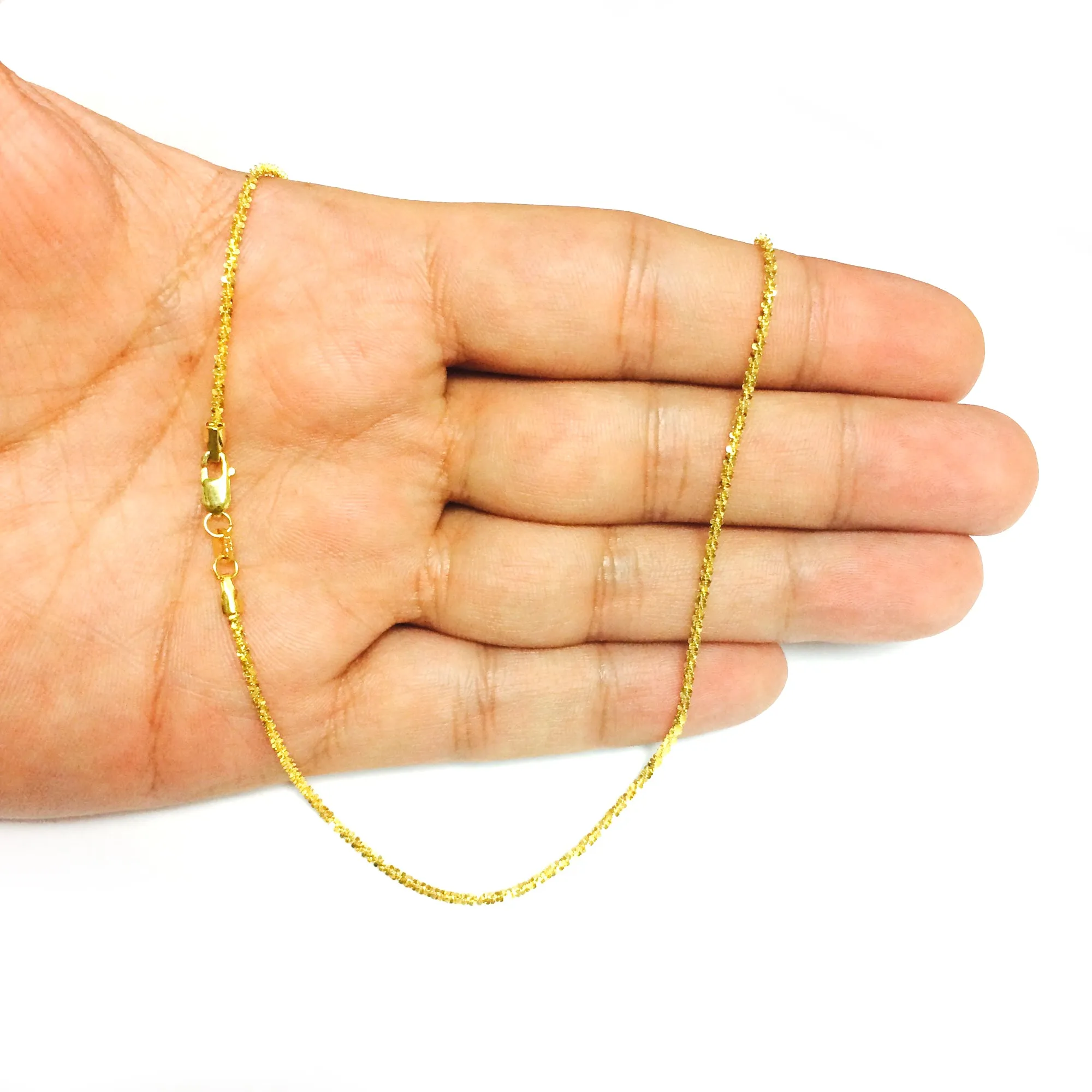 14k Yellow Gold Sparkle Chain Bracelet, 1.5mm, 10"