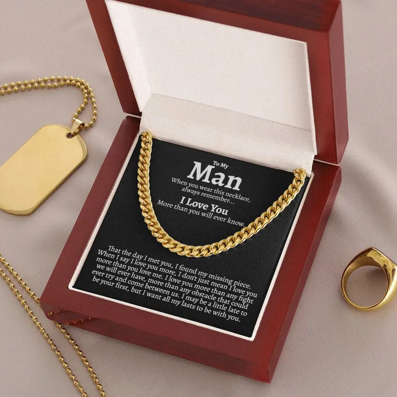 Boyfriend Cuban Chain Necklace, Boyfriend Birthday, Boyfriend Anniversary, Romantic Gift for Boyfriend, Simple Appreciation Boyfriend Gift