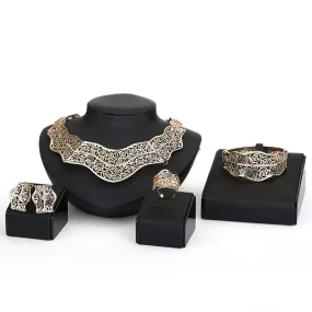 Choker Gold Plated African Costume Necklace Party Wedding Women Jewellery Set