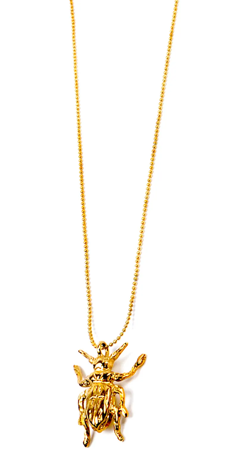 McQ Alexander McQueen Gold Plated Bug Pendant Necklace