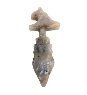 Moonstone Crystal Witch Broom Carving