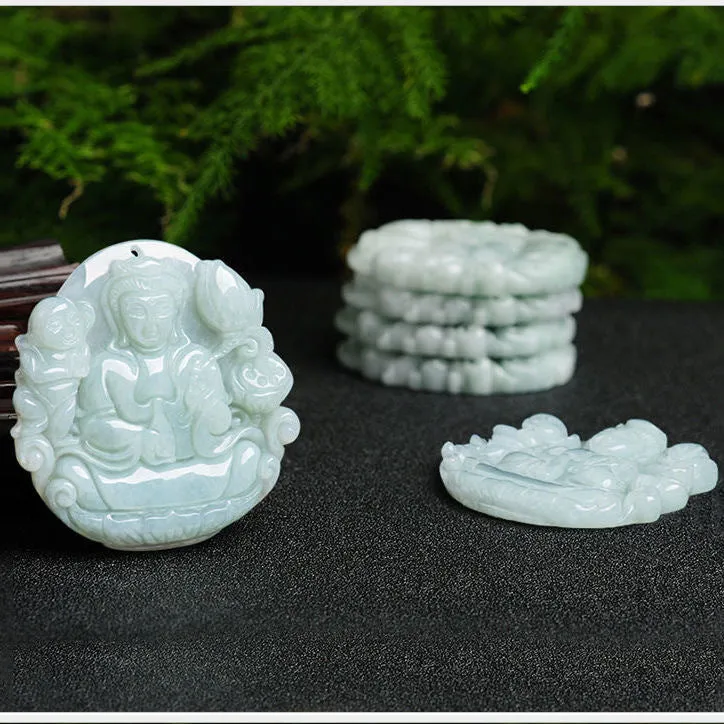 Myanmar Jade Pendant Necklace with Guanyin Detail