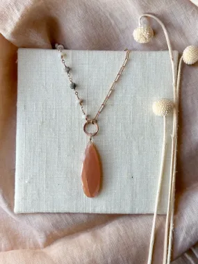 N2316 - rose gf peach moonstone and opal asymmetrical necklace