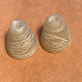 Pair of Afghan Serpentine Carved Cones