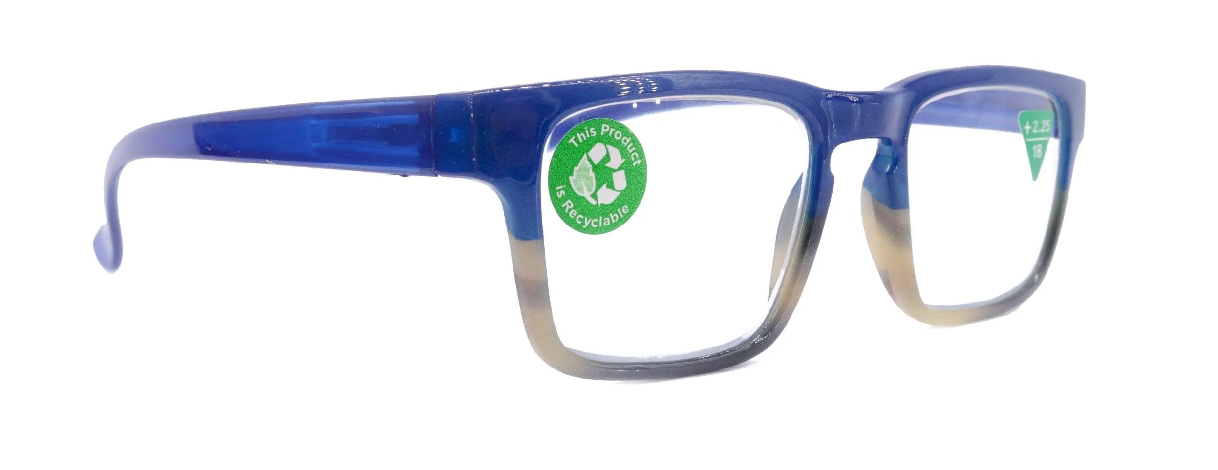 Piper, (Premium) Reading Glasses, High End Fashion Reader, 1.25 to  3 Magnifiers, (Blue, Tan, Brown) Stripes Square Frame. NY Fifth Avenue