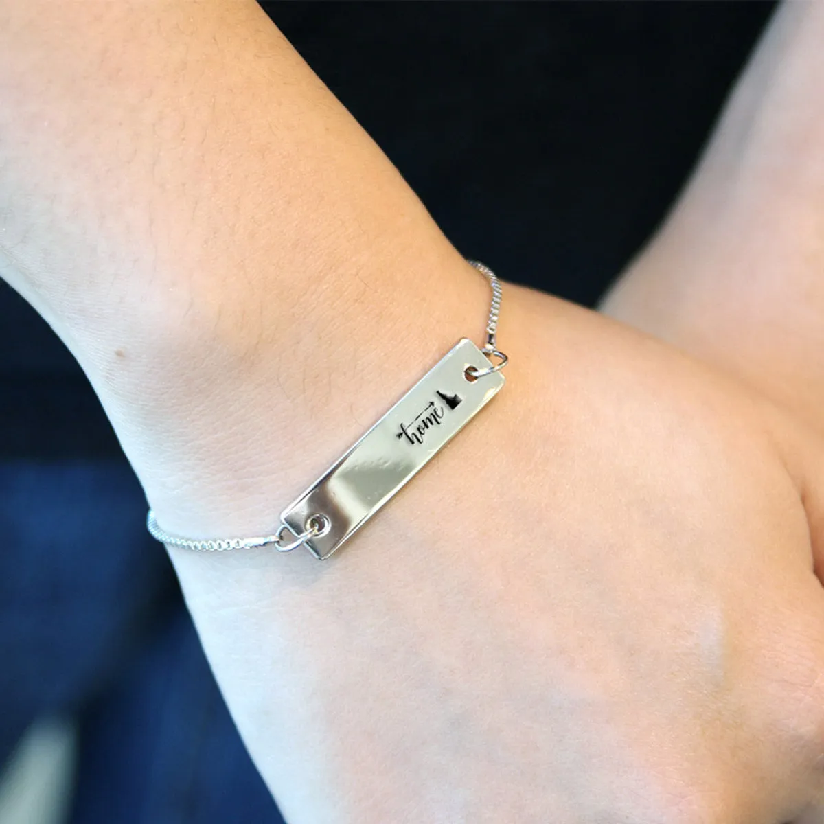 Silver Home is Idaho Adjustable Bar Bracelet