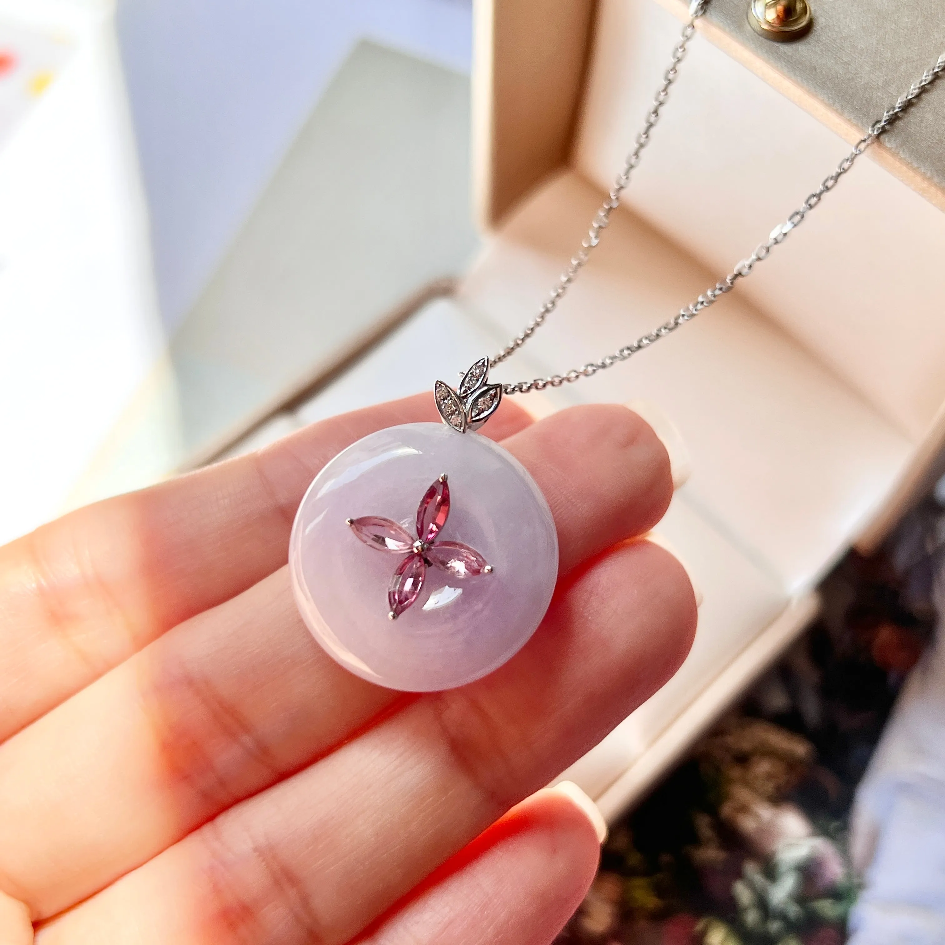 SOLD OUT: A-Grade Lavender Jadeite Bespoke Donut Pendant No.172032