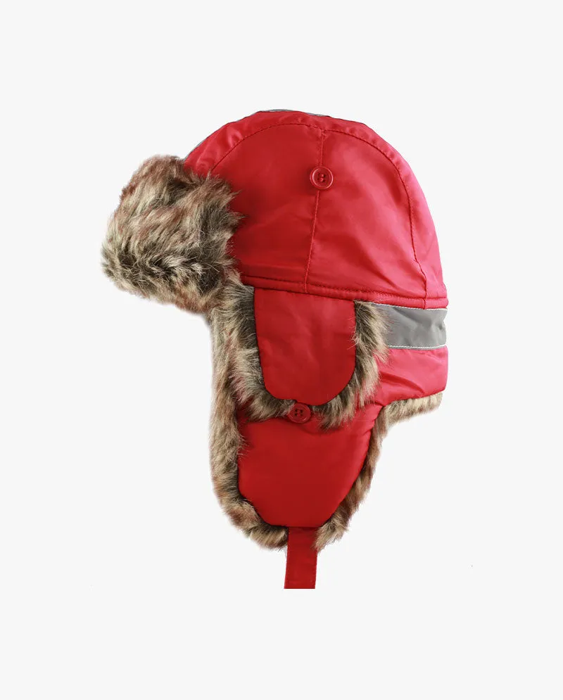 The Hat Depot Kids - Safety Reflective Faux Fur Aviator Trapper