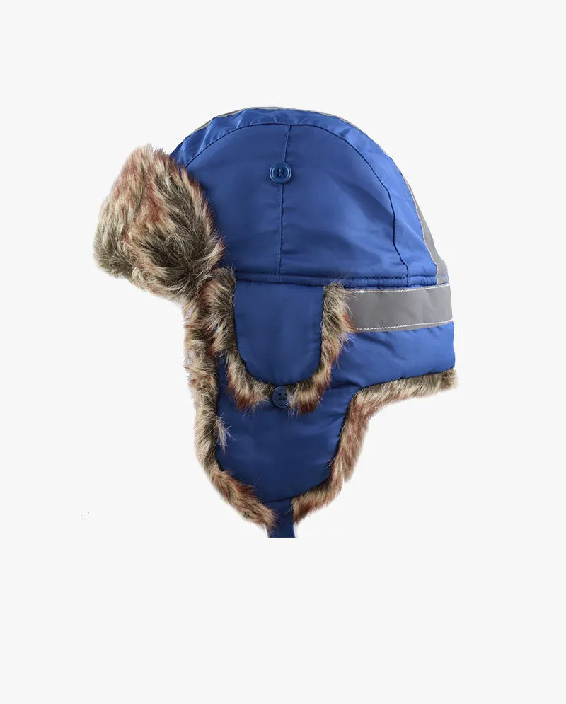 The Hat Depot Kids - Safety Reflective Faux Fur Aviator Trapper