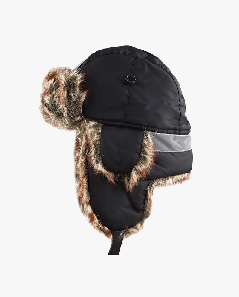 The Hat Depot Kids - Safety Reflective Faux Fur Aviator Trapper