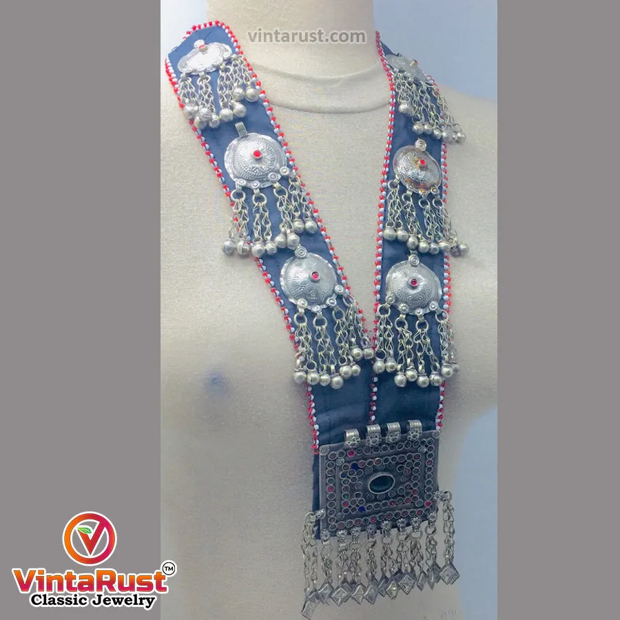 Vintage Long Chain Turkmen Big Pendant Style Necklace
