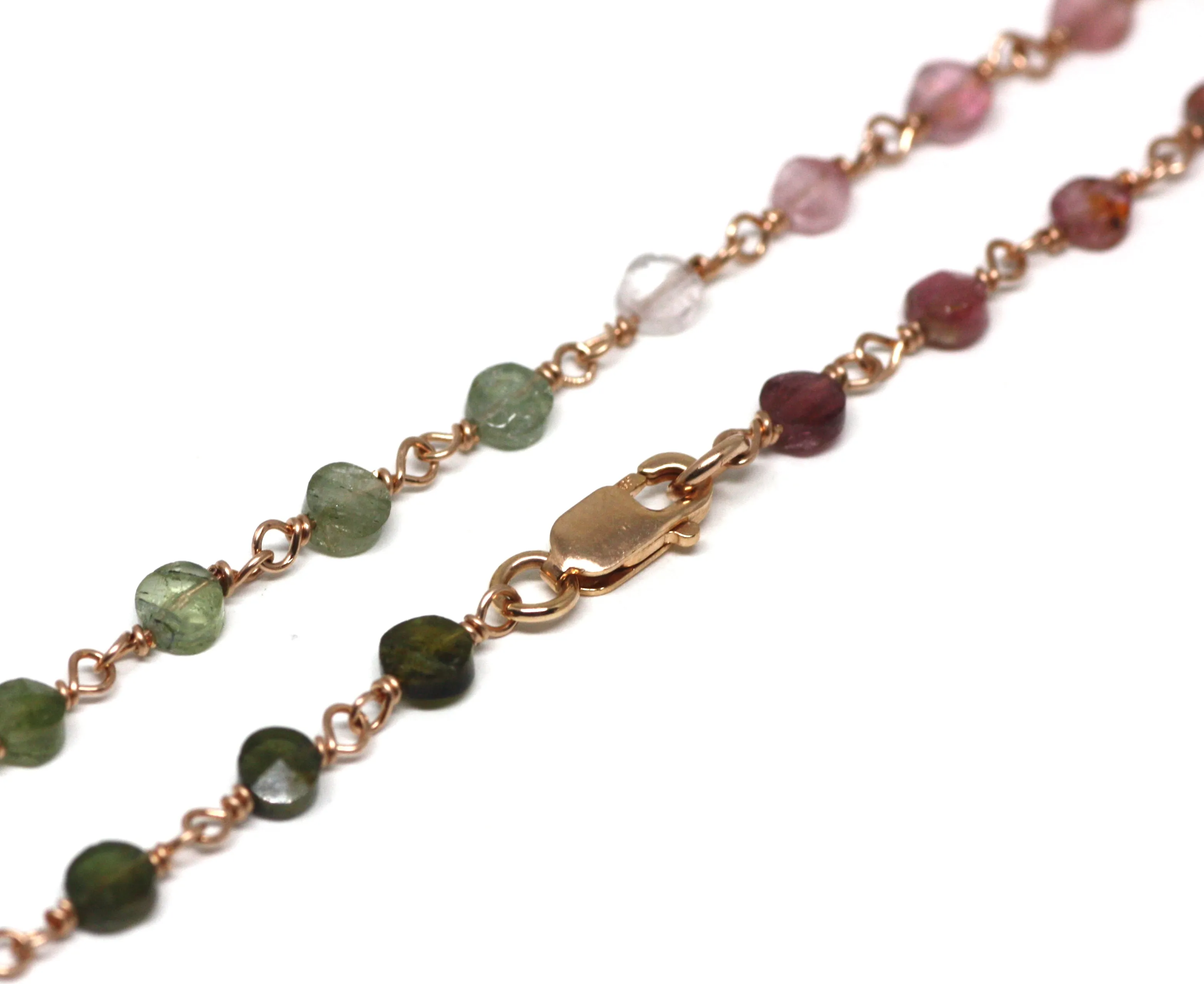 Watermelon Tourmaline Bracelet in Wire Wrapped Rose Gold
