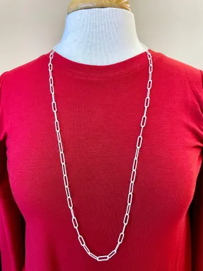 White Color Coated Chain 36" Necklace